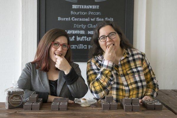 Cheri and Morgan, co-owners of Queer Chocolatier
