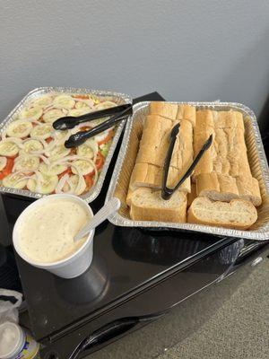 Salad and Cuban Buttered bread