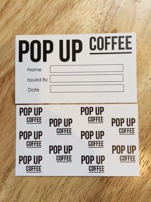 Punchcards save you money! Buy 10 coffees for $30.