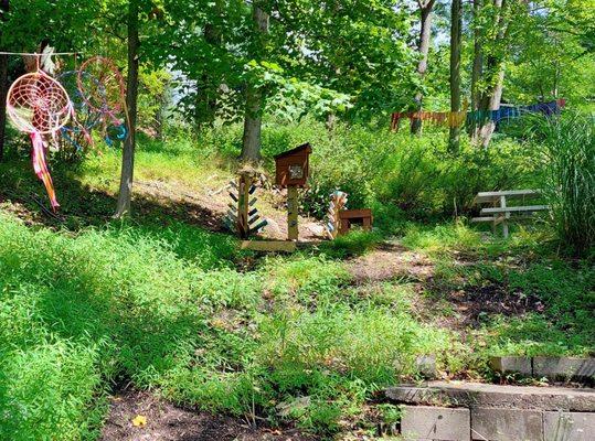 Sensory garden in back of building.