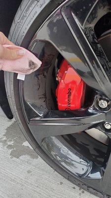 Right after second wash -- using their window rags at vacuum stalls. Clearly, still no water or cloth contact , still filthy