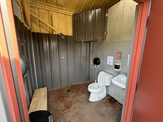 There are two of these bathrooms with showers inside.