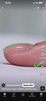 This is what it should look like. This was not my nail but a photo from internet.