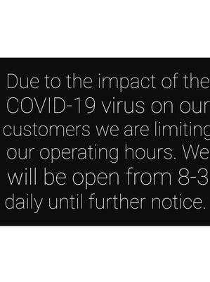 Stay healthy-come back strong! Limiting hours 3/15-4/1
