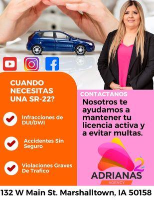 NECECITAS SR22 ADRIANA'S AGENCY 2 PODEMOS AYUDAR.