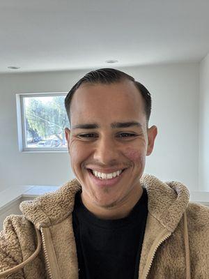 Got my cut from Adrian The Barber. Great Haircut, Very difficult finding a Great Barber !