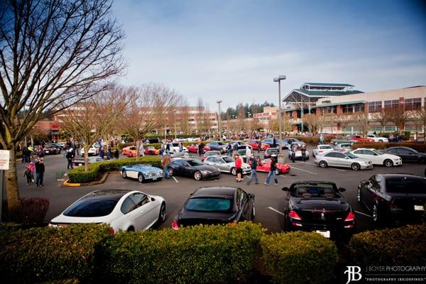 Lot's full of Exotics and custom cars.