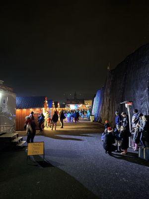 Pre board shops, bathrooms, photo op's and heaters