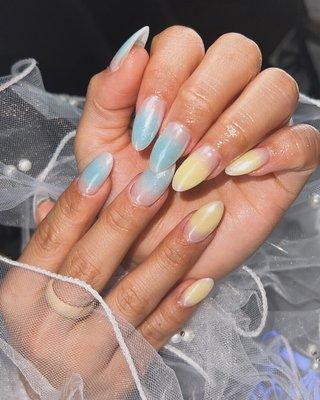 SNS ombré with chrome