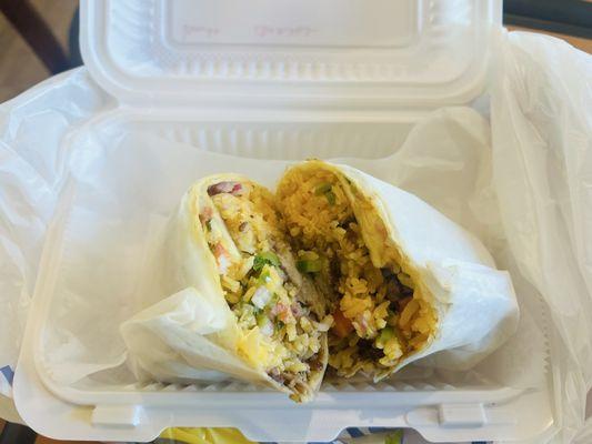 Chicken burrito (listed as "Western Chicken" on the menu) with the works $11.95