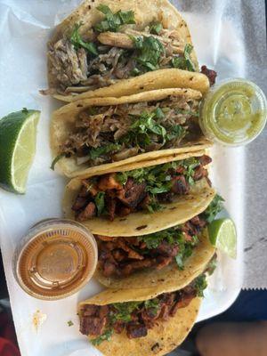 Alpastor and carnitas tacos