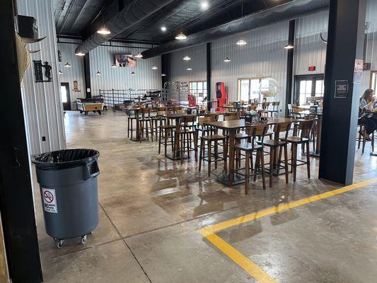 Bar area, bar to the right, bull in the back