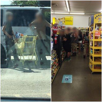 This is the "manager" outside casually talking while a line full of people are at the ONE cash register that they have open on a Saturday.