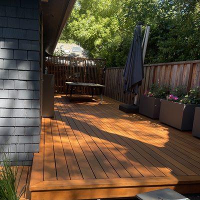 This deck had a different stain on it, we made sure to sand it down all the way and replace it with 2 semi transparent coats of stain