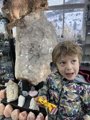 My son being super jazzed about crystals!!!!!