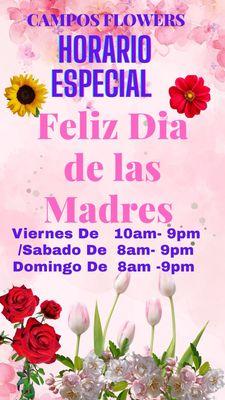 Horario Especial de dia de las madres