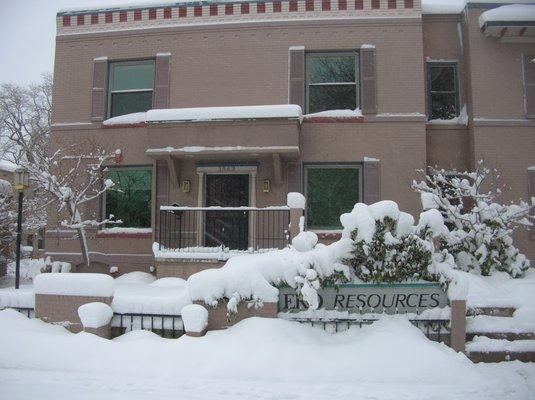 ERO office in snow.