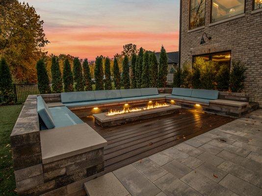 Paver couch and fire feature