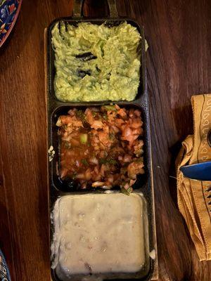 We tried 3 of the options with chips. Guacamole, pico salsa and queso.