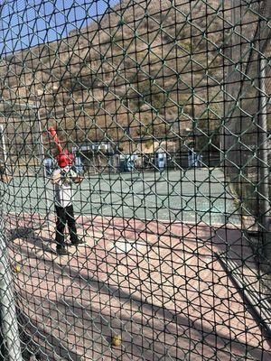 40 mph cage.. I believe is the slowest pitch