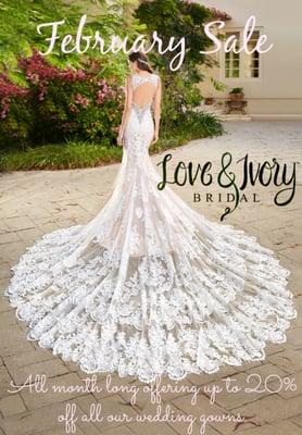 February Sale! New Mcallen Bridal Shop Opening, Offering up to 20% off all wedding dress.