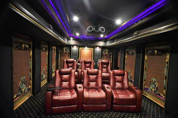 Hi End Theater w/Fusion Collection Escape-1019 recliners in red top grain leather