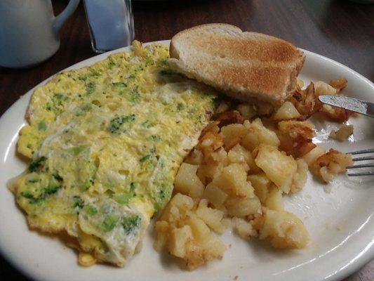 Broccoli omelette with home fries. Just the way I like it.