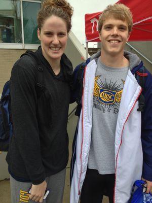 Erle with Missy Franklin at USA Swimming National Championships in 2012