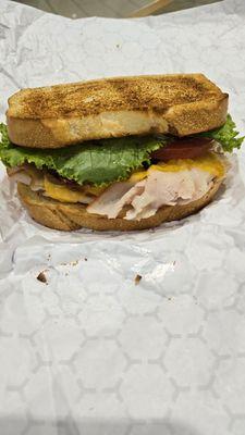Toasted turkey club for $16.50
