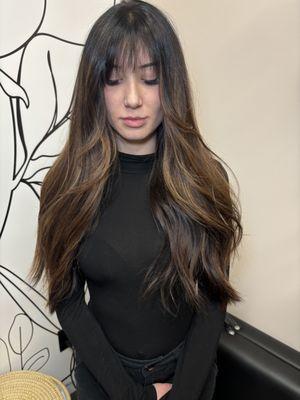 Tint and caramel balayage