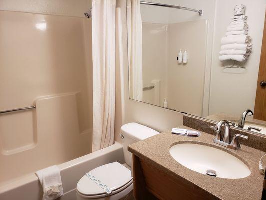 Nicely redone bathroom.