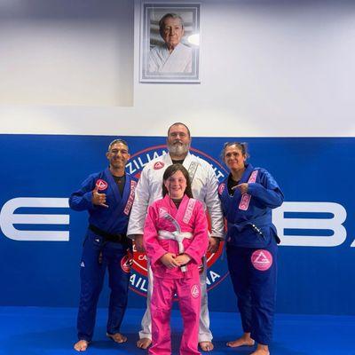 My daughter and I with professor Angel and coach Shelly