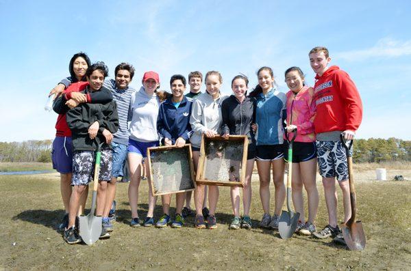 Students exploring the intertidal zone