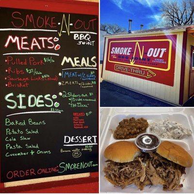 Menu and pulled pork sliders