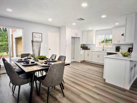 Added counter top and walls removed to open up space in kitchen.