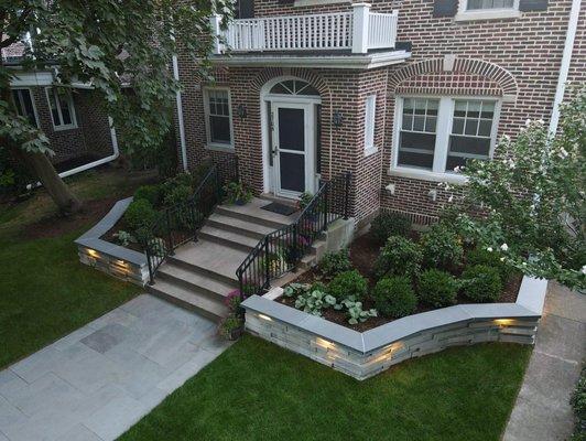 Front landscaping and hardscaping installation