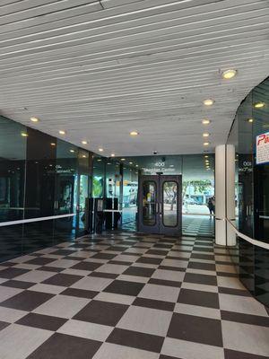 The entrance/exit area. The valet area is immediately to the right. There is seating outside also.