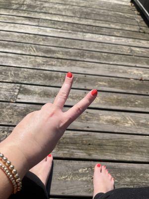 Pedicure and nail polish change (back at home enjoying a beautiful day)