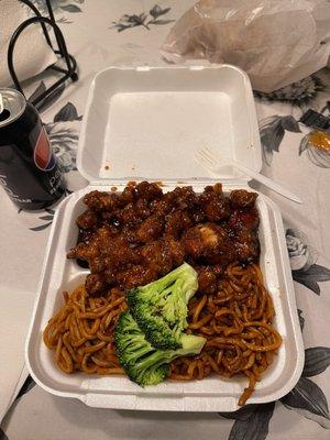 Orange chicken with lo mein