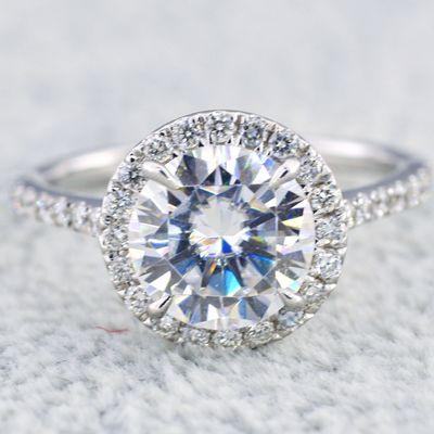 2 carat Round Diamond with a halo white gold setting