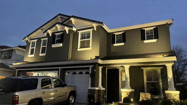 Exterior lighting of our home provided by AJS Sprinkler Inc.