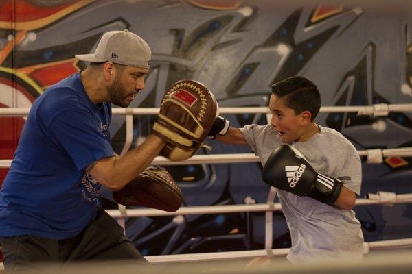 kids boxing and mittwork