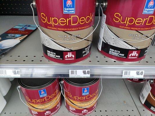 The dock/deck paints which do go on sale gettin time to time.