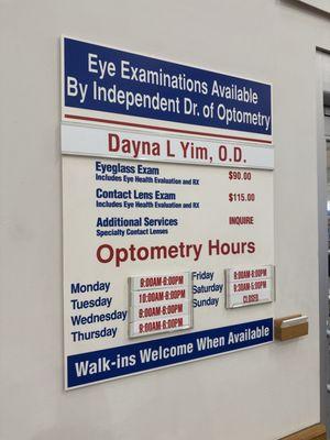 Inside Costco right next to the Costco optical department