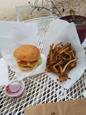 Cheese Burger and fries.