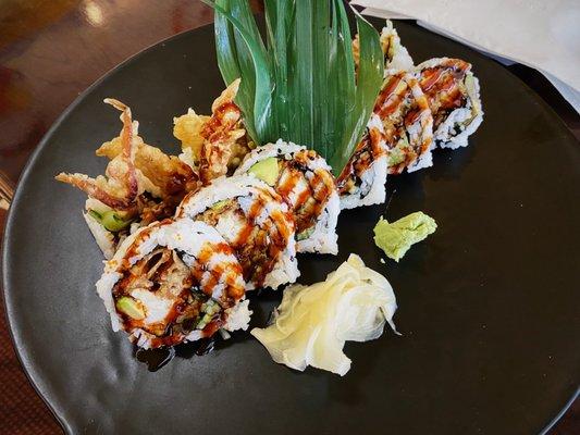 Shrimp Tempura in back + Spider Roll upfront