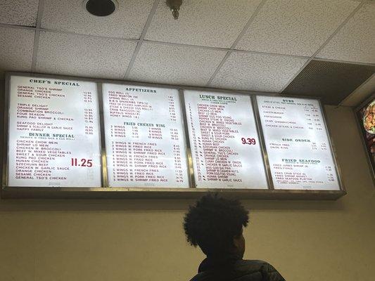 Up to date menu 3/15/25