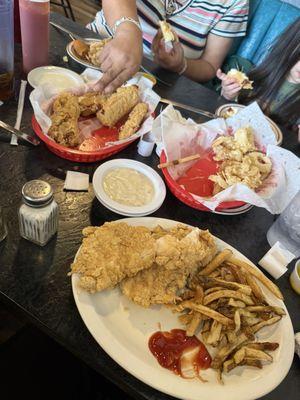 Chicken tenders, corn dogs, giant cheese sticks, fries, onion rings!