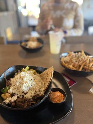 Kids Rice Bowl and Feta Fries