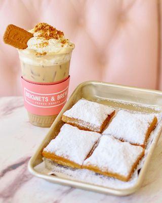 Traditional Beignets & Biscoff Cookie Butter Latte